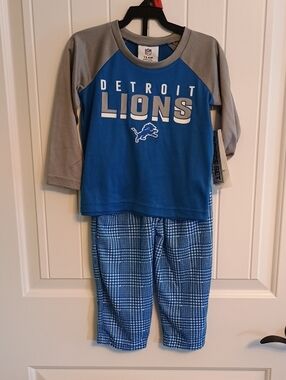 Brand New Detroit Lions Boys/Girls; 2 Piece Pajama Set, Size 2T